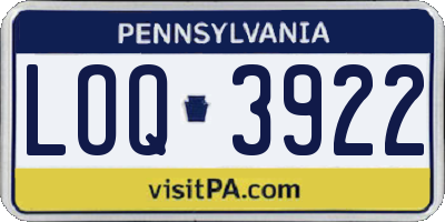 PA license plate LOQ3922
