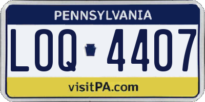 PA license plate LOQ4407