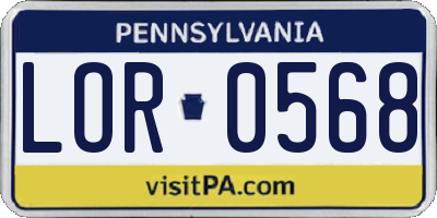 PA license plate LOR0568