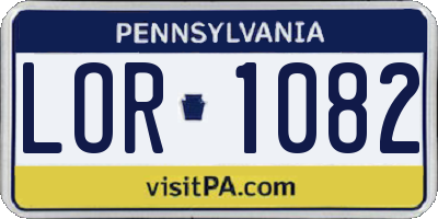 PA license plate LOR1082