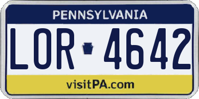 PA license plate LOR4642