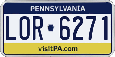 PA license plate LOR6271