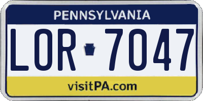 PA license plate LOR7047