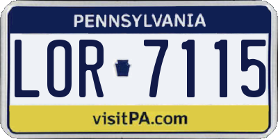 PA license plate LOR7115