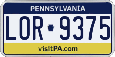 PA license plate LOR9375