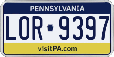 PA license plate LOR9397