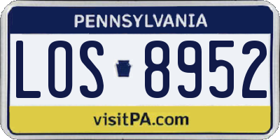 PA license plate LOS8952