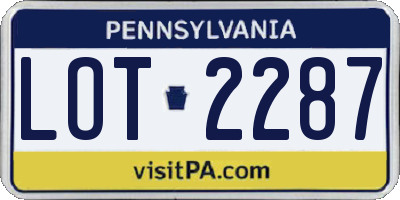 PA license plate LOT2287