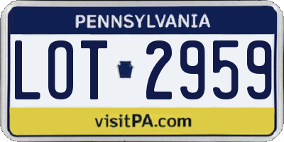 PA license plate LOT2959