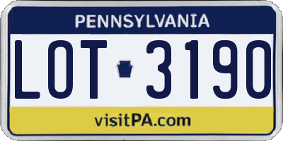 PA license plate LOT3190