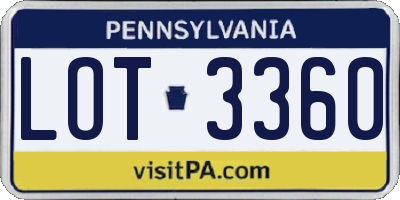PA license plate LOT3360