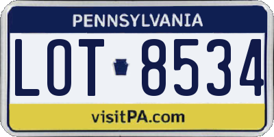 PA license plate LOT8534