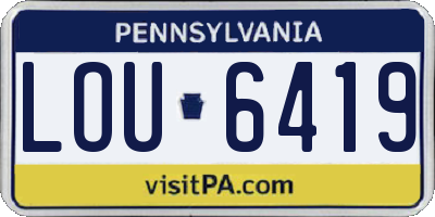 PA license plate LOU6419