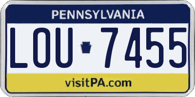 PA license plate LOU7455