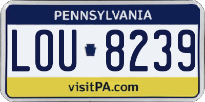 PA license plate LOU8239