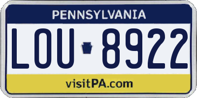 PA license plate LOU8922