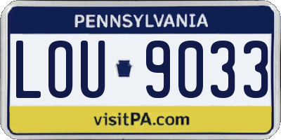 PA license plate LOU9033