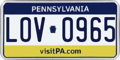 PA license plate LOV0965