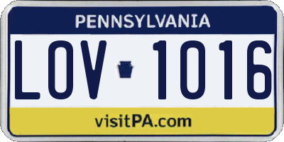 PA license plate LOV1016