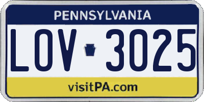 PA license plate LOV3025