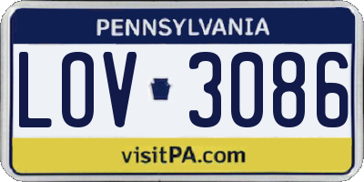 PA license plate LOV3086
