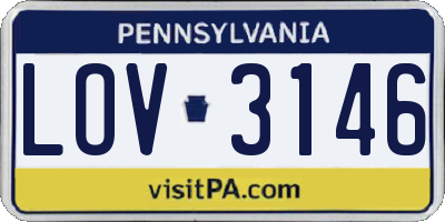 PA license plate LOV3146