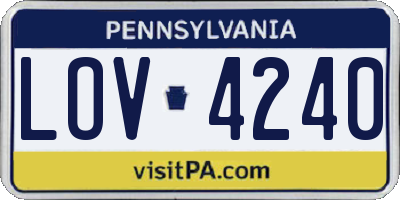 PA license plate LOV4240