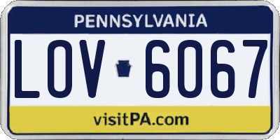 PA license plate LOV6067