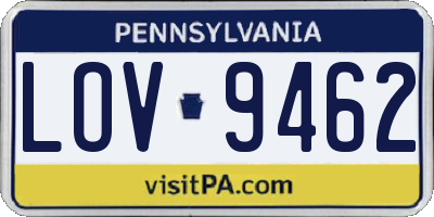 PA license plate LOV9462