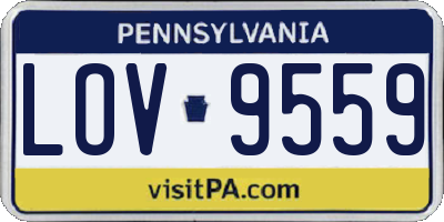 PA license plate LOV9559