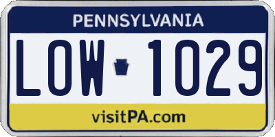 PA license plate LOW1029
