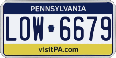 PA license plate LOW6679
