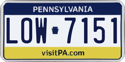 PA license plate LOW7151