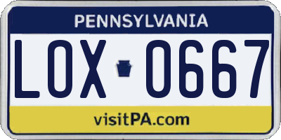 PA license plate LOX0667