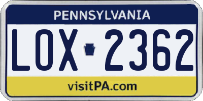 PA license plate LOX2362