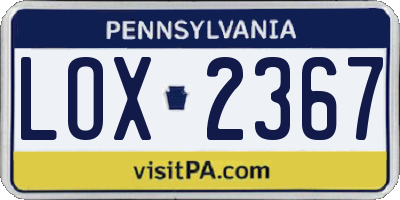PA license plate LOX2367