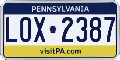 PA license plate LOX2387
