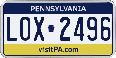 PA license plate LOX2496