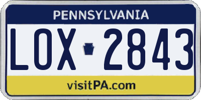 PA license plate LOX2843