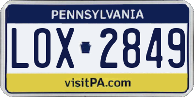 PA license plate LOX2849