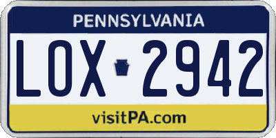 PA license plate LOX2942