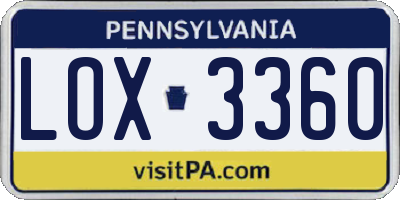 PA license plate LOX3360