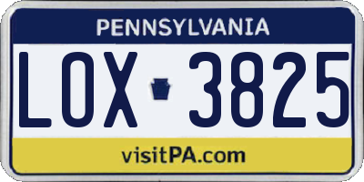 PA license plate LOX3825