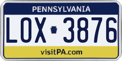 PA license plate LOX3876