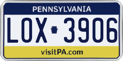 PA license plate LOX3906