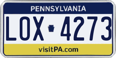 PA license plate LOX4273
