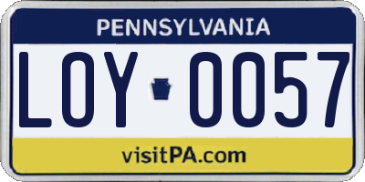 PA license plate LOY0057