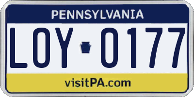 PA license plate LOY0177