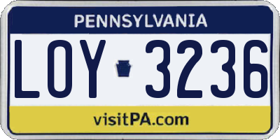 PA license plate LOY3236