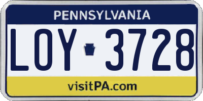 PA license plate LOY3728